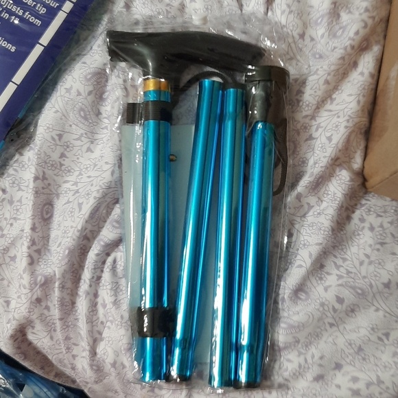 New In Package Foldable Blue Walking Cane - Picture 4 of 4